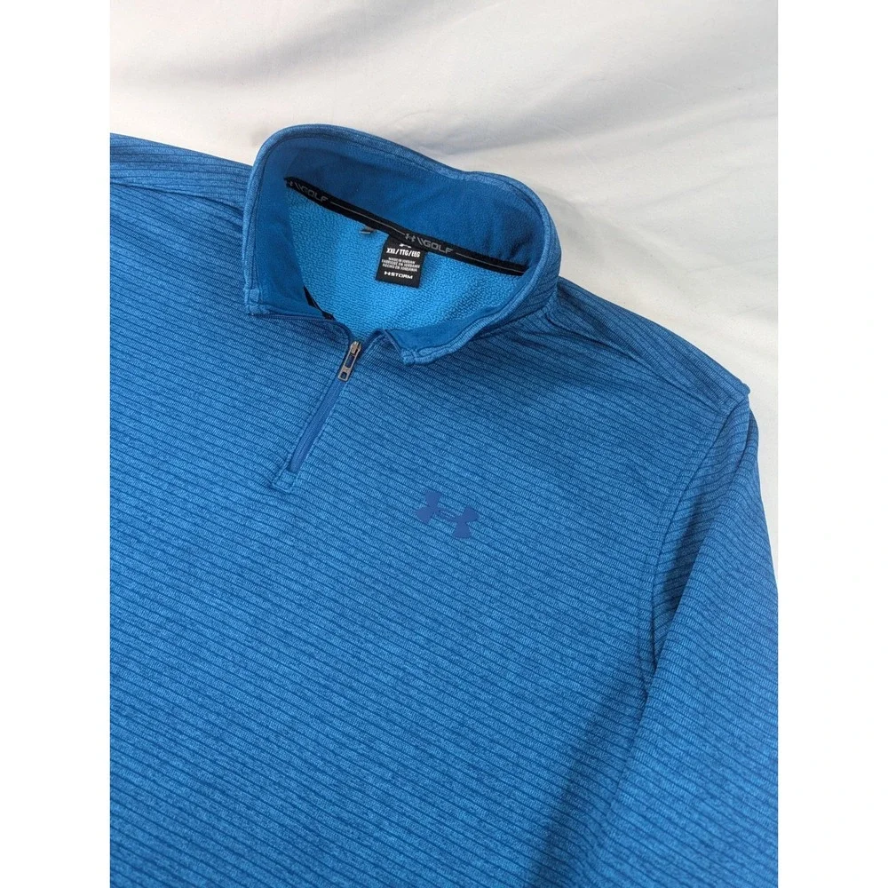 Under Armour Pullover Mens 2XL XXL Blue Heathered Storm Quarter Zip Golf